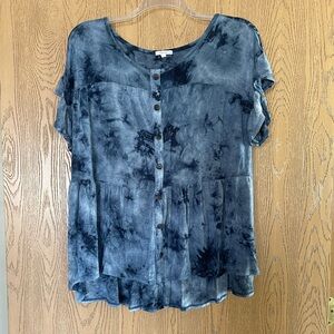 XL Blue Tie dye Peplum Tee